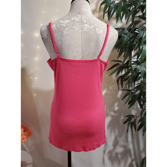 Vtg Old Navy Y2K Lace Trim Micro Ribbed Cami Tank Top Size XL Preppy Pink Layer - Picture 6 of 10